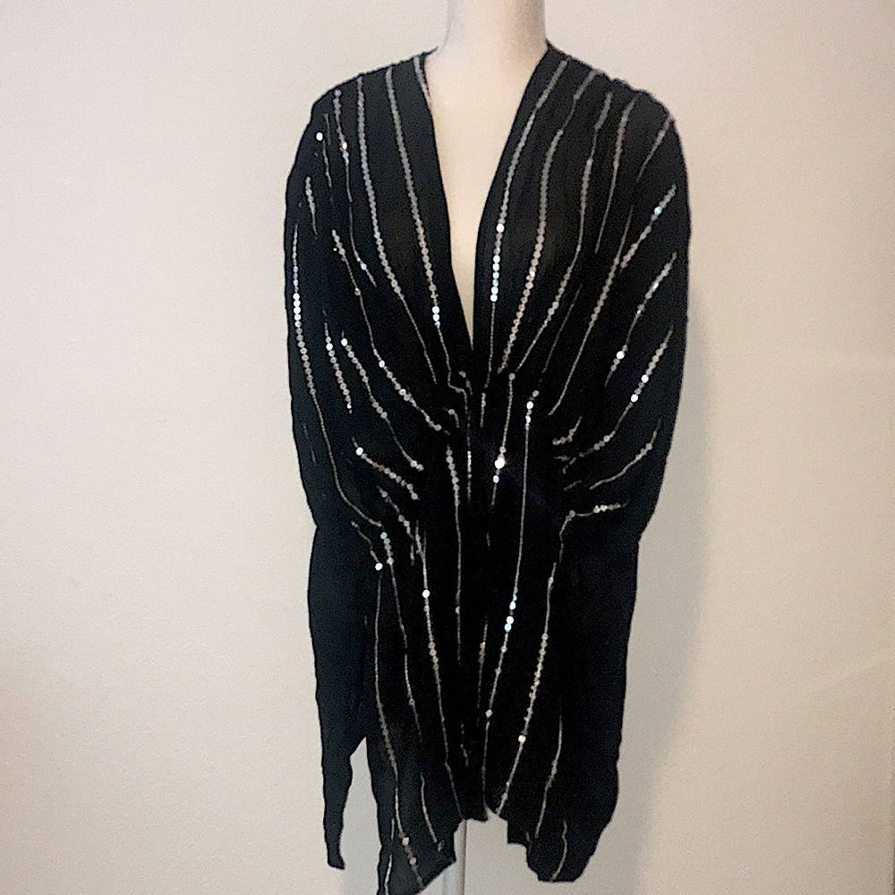 NWT VINCE CAMUTO Sequin Stripe Topper Tunic Jacket